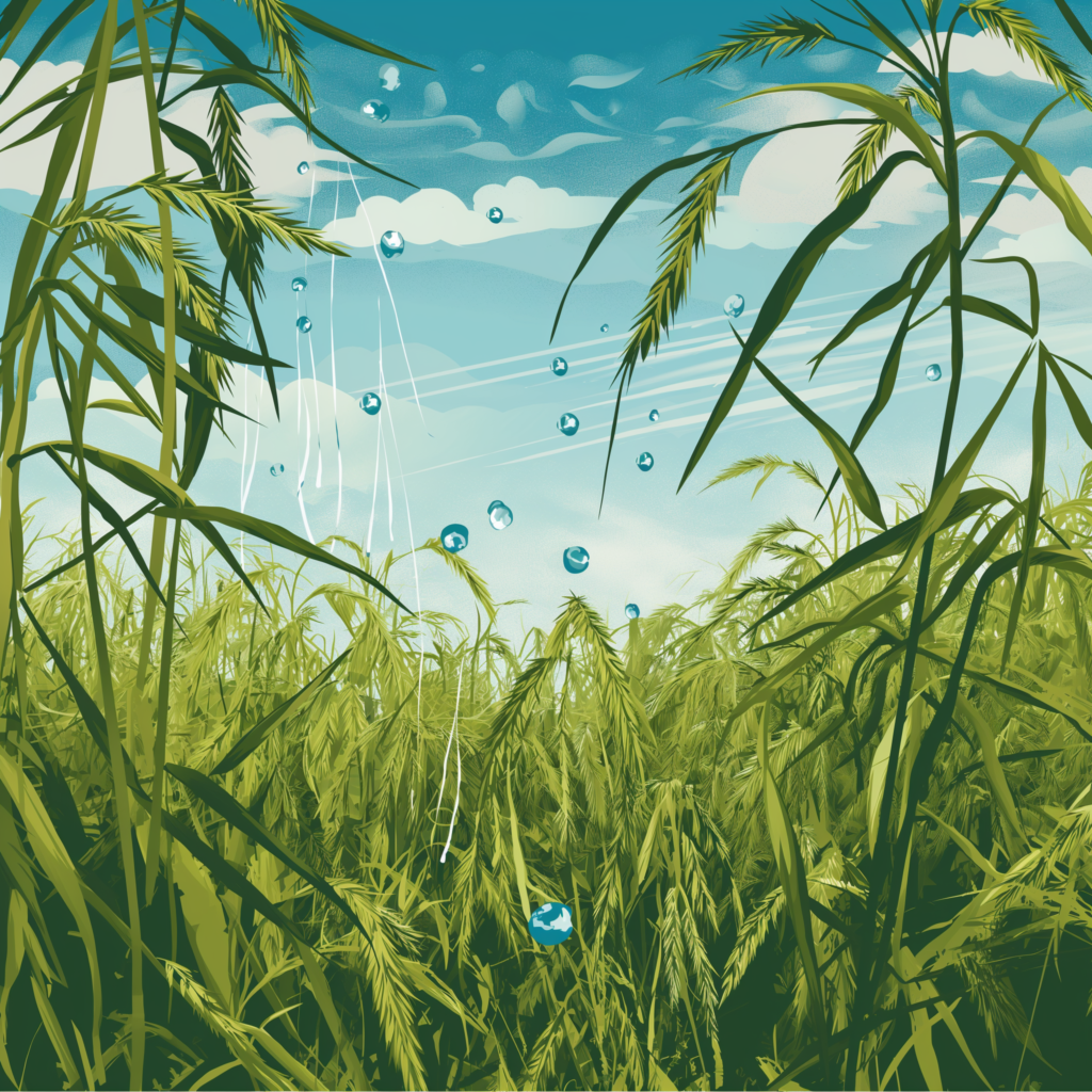 The Environmental Benefits of Hemp Fabric. Hemp field with water droplets